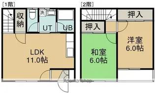 中島町2番1棟2戸(ナカジマチョウニバンヒトムネニコ)【1階】の間取り